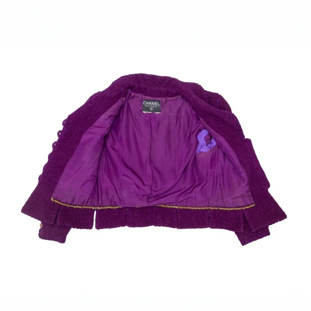 RARE Vintage Chanel Boutique Purple‎ Bouclé Wool Jacket – FW 1993 Circa